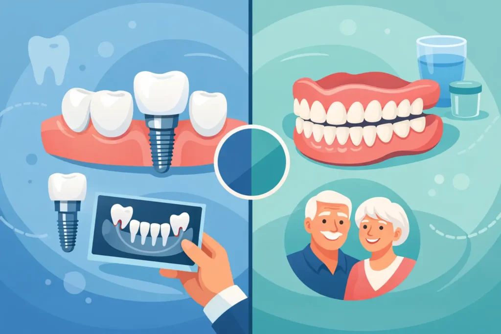 Implants vs Dentures Comparison for Missing Teeth